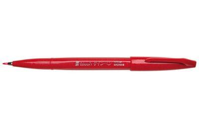 Pentel SES 15C-B Popisovač Touch Brush Sign Pen - červený - 1
