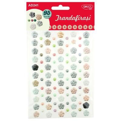 Samolepicí kamínky - růžičky a puntíky, mix barev, 95 ks