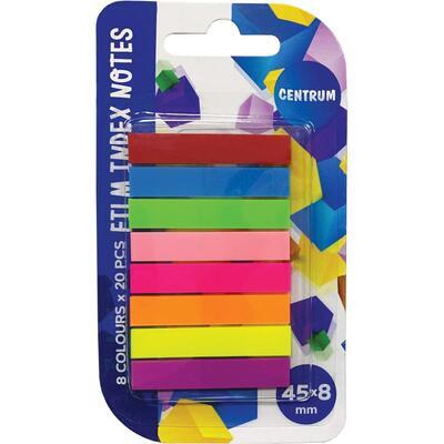 Zakládací barevné štítky 45x8mm / 8x20 listech v neonových barvách
