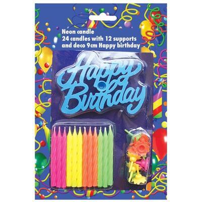 Svíčky se stojánkem  "Happy Birthday" - 24 ks