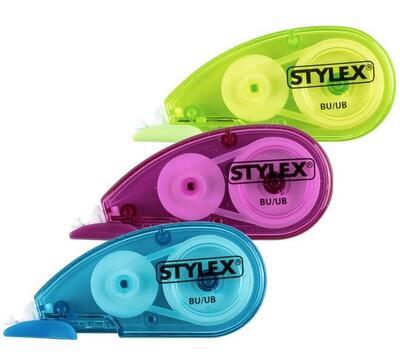 Korekční strojek Stylex 5mm x 5m 3ks, barevné (modra, zelená, fialová) - 1