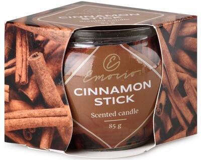 Svíčka ve skle Emocio Dekor 70x62mm - Cinnamon stick/Skořicová tyčinka
