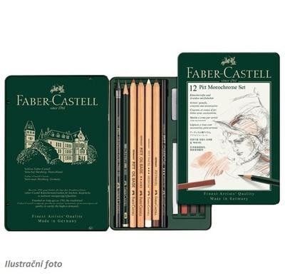 Faber-Castell Sada PITT Monochrome - 12 ks v kovové etui - 1