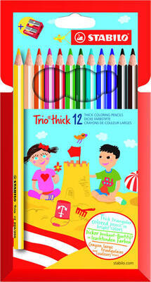 STABILO Trio thick Silné pastelky 203/2-12 - Sada 12 ks s ořezávátkem i pro "L" - 1