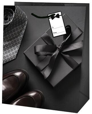Taška dárková Medium matt - s motivem pánské elegance, 23x 19x 10,2cm 