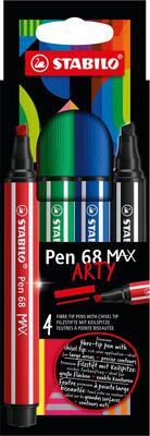 STABILO Pen 68 MAX Vláknový fix s klínovým hrotem - sada 4 barev - 1