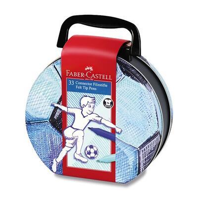 Faber-Castell Fixy Connector - kovový klučičí kufřík Fotbal, 33 ks - 1
