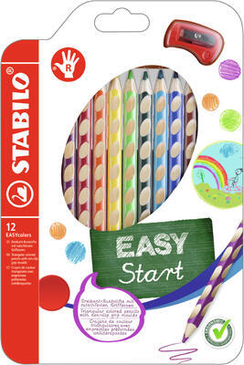 STABILO EASYcolors 332/12 Pastelky pro praváky - sada 12 ks + ořezávátko - 1