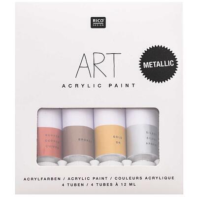 Rico ART Sada akrylových barev na vodni bází Metallic - 4x12ml