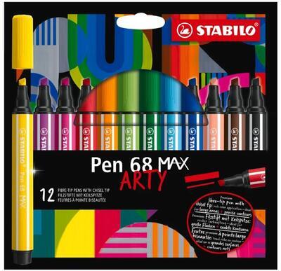 STABILO Pen 68 MAX Vláknový fix s klínovým hrotem - sada 12 barev - 1