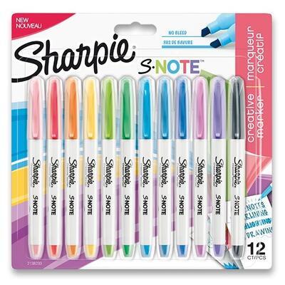Popisovač Sharpie S-Note - sada 12 barev