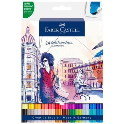 Faber-Castell akvarelové oboustranné popisovače Goldfaber Aqua 24 ks - 1