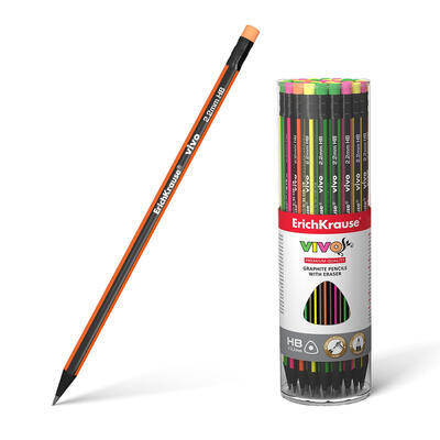 Grafické tužky Erich Krause neónové s gumou, mix barev - 1