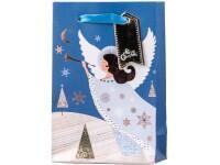 Taška vánoční Emocio dárková - 10x15x6cm - anděl bílá modrá