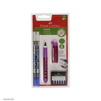 Faber-Castell Školní bombičkové pero pro leváky + 2 zmizíky + bombičky