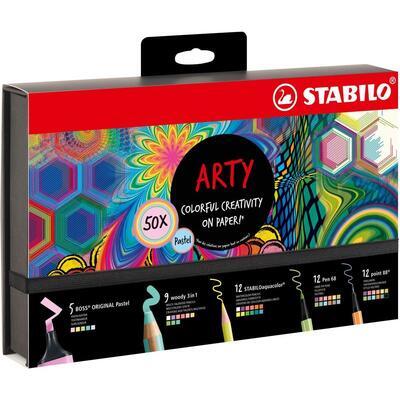 STABILO ARTY Pastel set Mix - 50ks, BOSS 5x, Woody 9x, Aquacolor 12x, Pen a Point 12x - 1