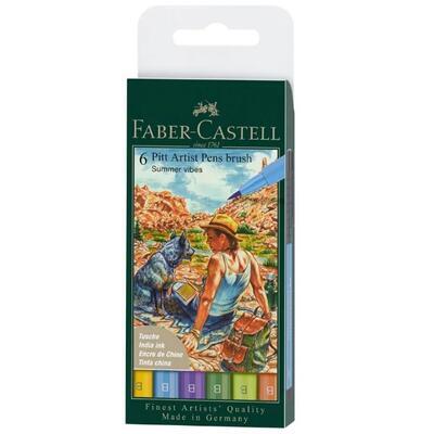 Faber-Castell Popisovač Pitt Artist Pen, plastové pouzdro 6 ks, Summer vibes - 1