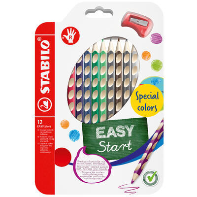 STABILO EASYcolors P Pastelky pro praváky - sada 12 speciálních barev s ořezávátkem - 1
