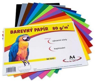 Barevný papír A4 balení 60listů, 80g/m2 - 12 barev / 200502/ - 1