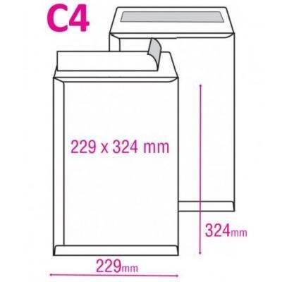 Obálka bílá C4 taška 229x324mm, krycí páska bílá