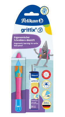 Pelikan tužka Griffix 2 pro praváky - růžová/blistr - 1