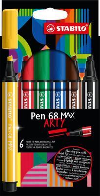 STABILO Pen 68 MAX Vláknový fix s klínovým hrotem - sada 6 barev - 1