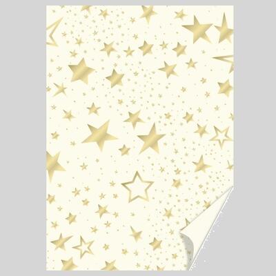 Dekorační papír 25x35 cm zlatý s potiskem hvězd