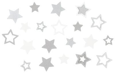 Hvězda dřevěná, 2,5cm/12ks, + 3,5cm/12ks - šedá a bílá