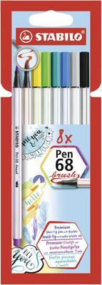 STABILO Pen 68 brush - štětečkový fix - 8 ks - 1