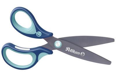 Nůžky dětské ergonomické Griffix "L" s kulatou špičkou - modré, papírový blistr - 1