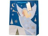 Taška vánoční Emocio dárková - 26x32x12cm - anděl bílá modrá