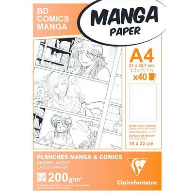 Blok Clairefontaine Manga BD/Comic SQUARES A4, 200g/m2, 40 listů - 1