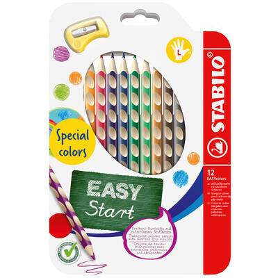 STABILO EASYcolors P Pastelky pro leváky - sada 12 speciálních barev s ořezávátkem - 1