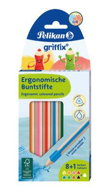 Pastelky Griffix 8 barev + bílá/9ks - 1
