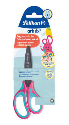 Nůžky Griffix pro praváky s kulatou špičkou - růžové, papírový blistr - 1