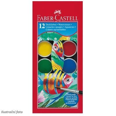 Faber-Castell Vodové barvy - 12 ks, paleta + štěteček, 30 mm / 125012 - 1