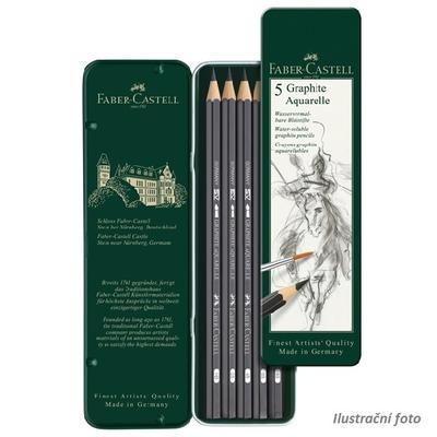 Faber-Castell Akvarelové tužky Graphite Aquarelle - 5 ks v kovové krabičce - 1