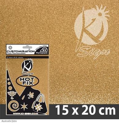 Nažehlovací fólie HOT FIX 15x20 cm glitrová - zlatá
