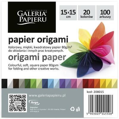 Origami barevný papír 15x15 cm, 20 barev - 100 ks