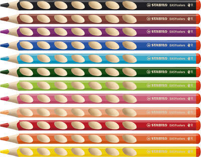 STABILO EASYcolors 332/12 Pastelky pro praváky - sada 12 ks + ořezávátko - 2