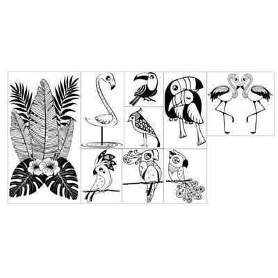Dárková dřevěná razítka - Ptáci z džungle - 2