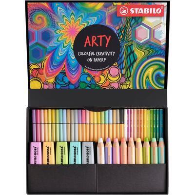 STABILO ARTY Pastel set Mix - 50ks, BOSS 5x, Woody 9x, Aquacolor 12x, Pen a Point 12x - 2