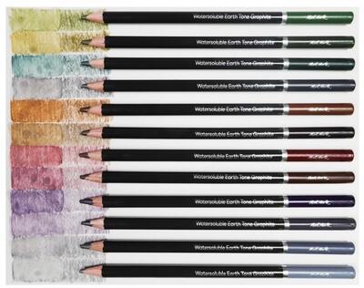 Sada akvarelových barevných grafitových tužek Mont Marte, č.0117, 12ks, papírový obal - 2