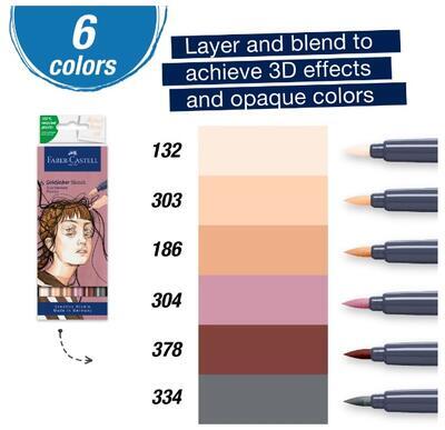Popisovač Faber-Castell Goldfaber Sketch Dual Marker Portrait sada, 6 barev - 2
