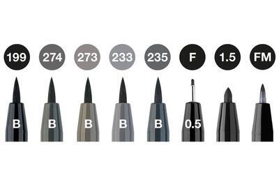 Faber-Castell Popisovač Pitt Artist Pen, plastové pouzdro 8 ks, Black & Grey - 2