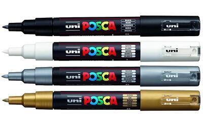 Sada Akrylových popisovačů UNI POSCA PC-1M / 0,7-1 mm [4 ks] - mix barev  - 2