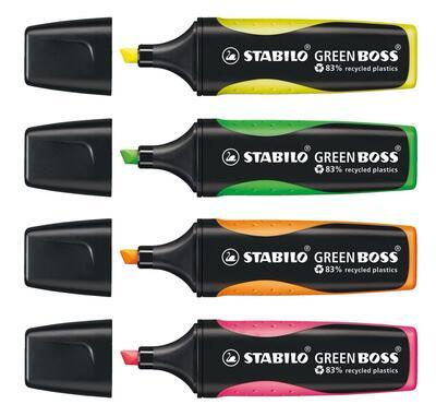 STABILO GREEN BOSS z 83% recyklovatelného plastu - 4ks - 3