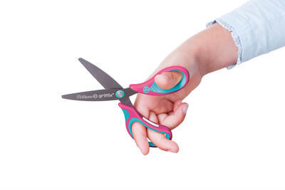 Nůžky Griffix pro praváky s kulatou špičkou - růžové, papírový blistr - 3