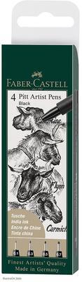 Faber-Castell PITT Artist Pen - XS, S, F, M černý 4 ks - 4