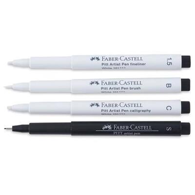 Faber-Castell Popisovač Pitt Artist Pen - sada 4ks bílá, černá - 4